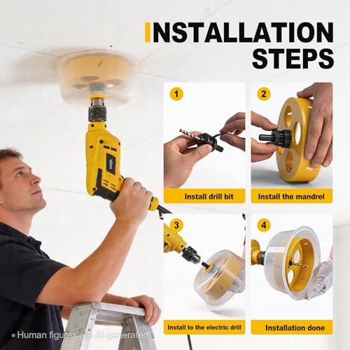 Image of KATA 6 & 4-1 /4 Hole Saw for Recessed Lights with Dust Bowl, 6 & 4.25 Inch Hole Cutter for LED Can Lighting, Drywall Ceiling Cutting, Recessed Lighting Hole Saw Kit with Silicone Dust Catcher