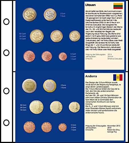 Prophila Collection 6 Stück Euro-Vordruck-Tabletts Von 5 Ländern (Litauen, San Marino, Monaco, Vatikan, Andorra) Und 1 Blanko-Tablett