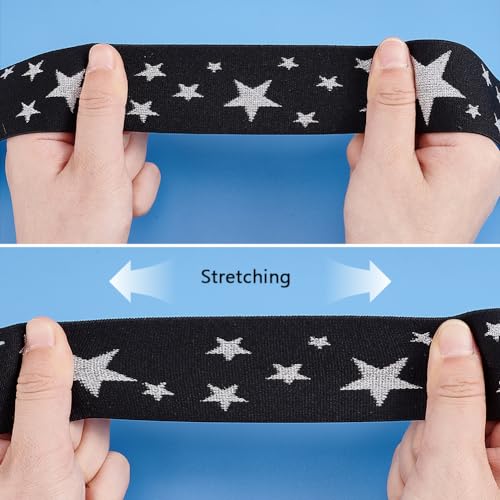 Ph Pandahall SRIB-PH0001-39-US2 Sewing Elastic Band, 40Mm/1.57 Inch Wide Heavy Stretch Elastic Band 5 Yards Colored Elastic Spool Rope Printed With Stars Pattern For Sewing Wigs Waistband Underwear Pants Dress thumb #3