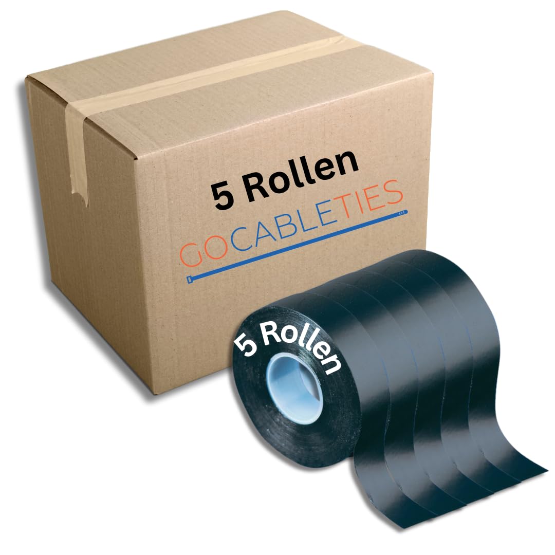 GOCABLETIES Isolierband Schwarz 19 mm x 10 m 5 Rollen