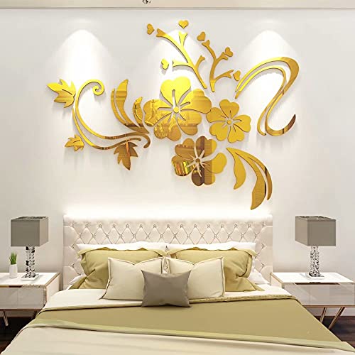 Wall Stickers Flower Mirror