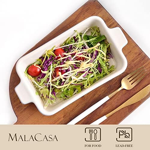 MALACASA, Series Bake, Rectangular Baking Dish Set of 4 (9"/11"/12"/13.3"), Oven to Table Baking Dish with Ceramic Handles Ideal for Lasagne/Pie/Casserole/Tapas, Blue