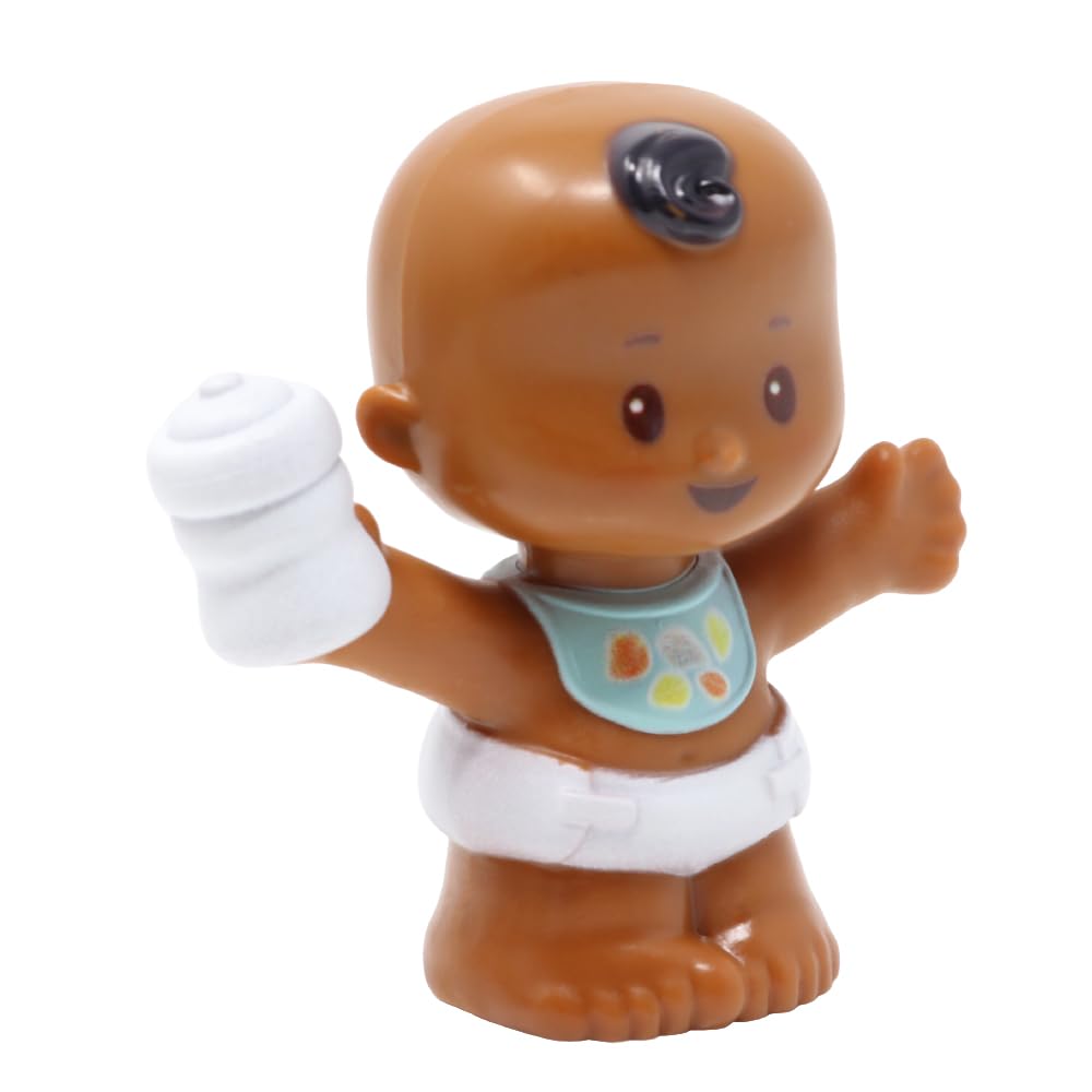 Część zamienna do Fisher-Price Little People Snuggle Twins Playset GKP69 ~ Figurka wymienna do białej butelki ~ niebieski śliniaczek ~ caf curl