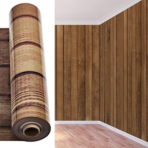 Wood Grain Tablecloth Backdrop Roll 4.5x100 ft Western Themed Party Backdrop Extra Large Brown Wood Plastic Backdrop Sign for Rustic Wedding Decorations Barn Themed Birthday Decor