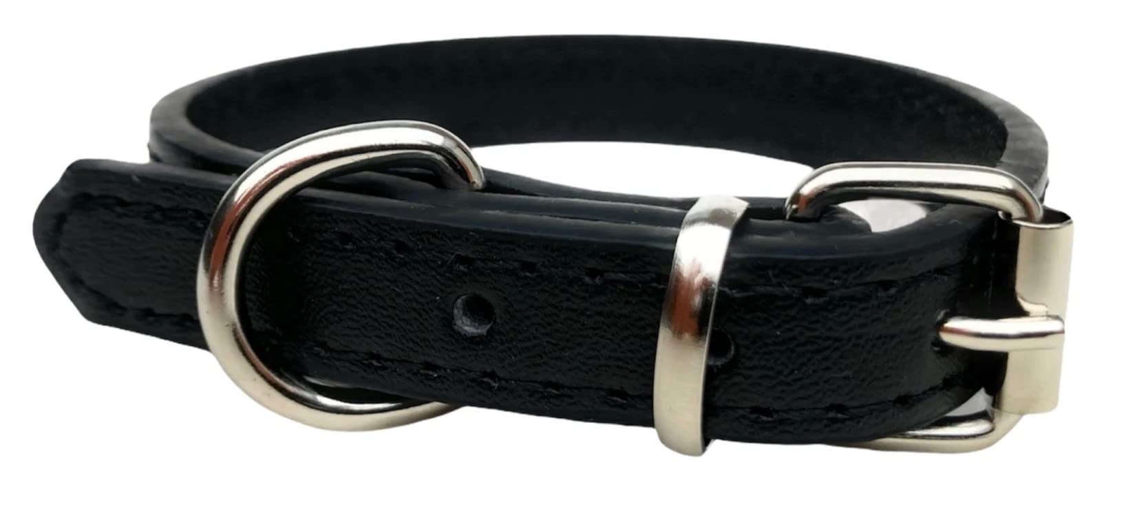 Vibrant Leather Dog Collar & Lead Combo Set for Puppy Dogs Small, Medium & Large (X-Large (45cm - 55cm Neck), Black) - Image 3