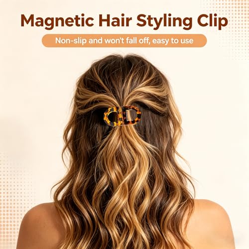 4 Piezas de Pinzas Magnéticas para el Cabello para Mujeres, Firme Sujeción Sin Deslizamiento, Diseño 2-en-1 Sin Marcas para Cabello Grueso o Fino, Herramientas de Peluquería de Rápido Uso para Salón o Uso Diario miniatura 3