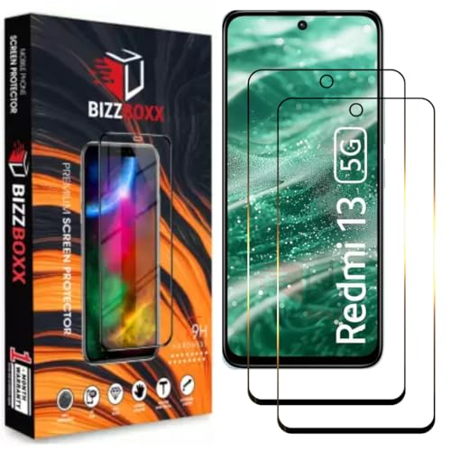 Image of Compatible With Redmi 13 5G Tempered Glass Screen Protector With Precise Edges - High Definition, Shatterproof, Easy Install, Anti-Fingerprint (REDMI 13 5G) - Pack of 2