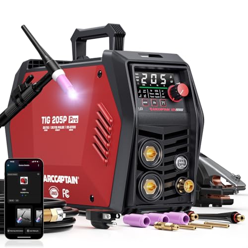 ARCCAPTAIN iControl TIG 205P Pro Welder With APP Control, 5 In 1 DC/Pulse/Lift/Spot TIG & Stick,...