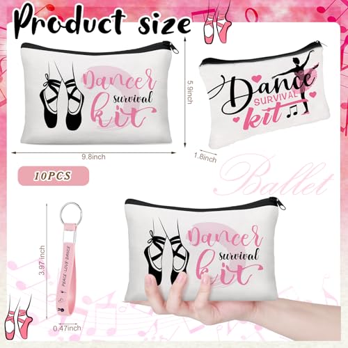 Kacctyen 20 Pcs Dancer Graduation Gifts Bulk Dance Team Makeup Bag for Women Pink Ballet Party Favors Silicone Quote Keychains Dancer Stuff Class Prizes Back to School Birthday Party Gifts for Friend - Image 4