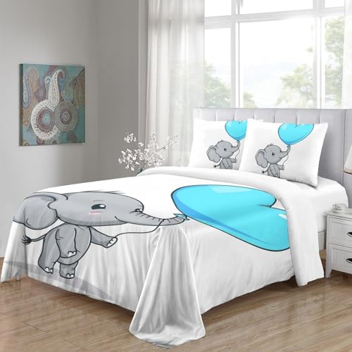 Housse de couette 3 pièces élephant parure de lit microfibre king super douce - 5