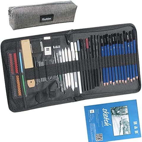 iSunful 50 Sketch Pencils Complete Set with Sketch Pad for Beginner Teen Artist Cover