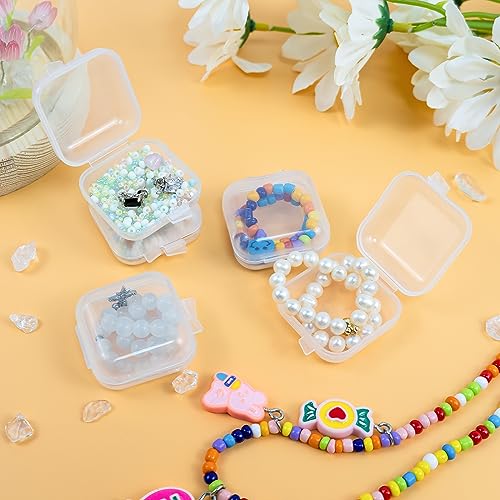 Image of 80PCS Mini Clear Plastic Jewelry Box, Earring Storage Box