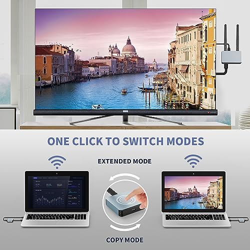 Image of Wireless HDMI Transmitter and Receiver - Plug & Play 2.4 /5GHz Streaming Video /Audio from Laptop, PC to HDTV /Projector /Monitor