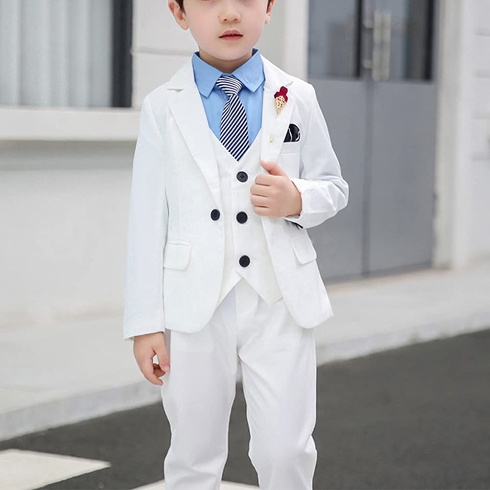 Traje de Boda para 2-12 Años Niños Trajes de Ajustado Traje Formal a Cuadros Trajes de Ceremonia para Niños Graduación Traje Chicos Conjunto de Traje Elegante para Bautizo Comunión Traje de Esmoquin
