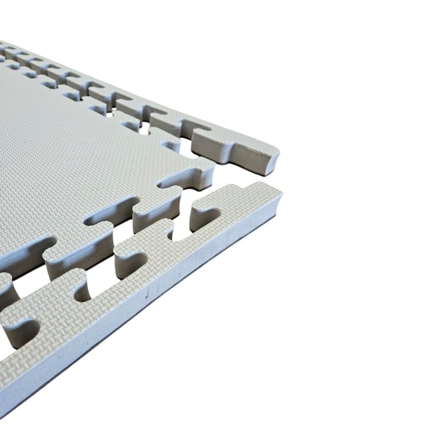 Kit 12 Tatami ad incastro Per Palestra 100x100x2 cm - Con Cornice Perimetrale - Tappetini Judo - Nero - Grigio Materassino per Palestra, Workout, Ginnastica - Protezione per Pavimenti