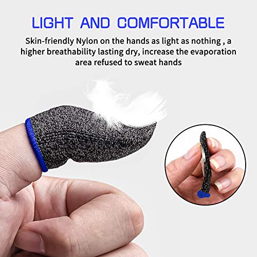 Image of Newseego Finger Sleeve Sets for Gaming Mobile Game Controller Thumb Sleeves [10 Pack], Anti-Sweat Breathable Touchscreen Sensitive Aim Joysticks Finger Set for Rules of Survival /Knives Out (Blue)