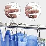 12 PCS Shower Curtain Hooks, Silver Stainless Steel Shower Curtains Rings with Roller Balls, Rust-Resistant, Heavy-Duty Closure, Suitable for Standard Bathrooms - Image 4