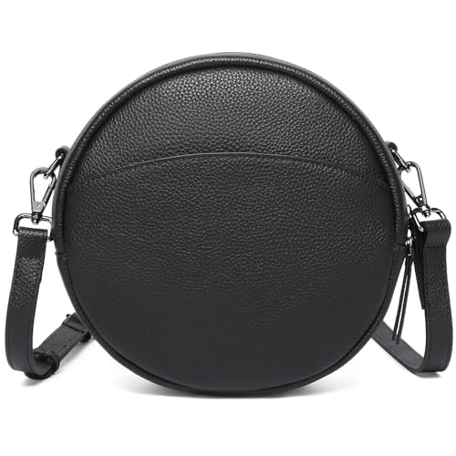 Image of COOLCY Leather Crossbody Bags,Circle Purse Shoulder Bag, Fashion Round Handbag for Travel,Valentine's Gift for Women