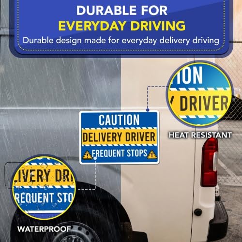 Image of Magnet Me Up 12 inch x 18 inch Caution Frequent Stops Delivery Driver Magnet for Car - Safety Warning Vehicle Magnetic Sign for Delivery Drivers, Weatherproof UV Printed Vinyl, Crafted in USA