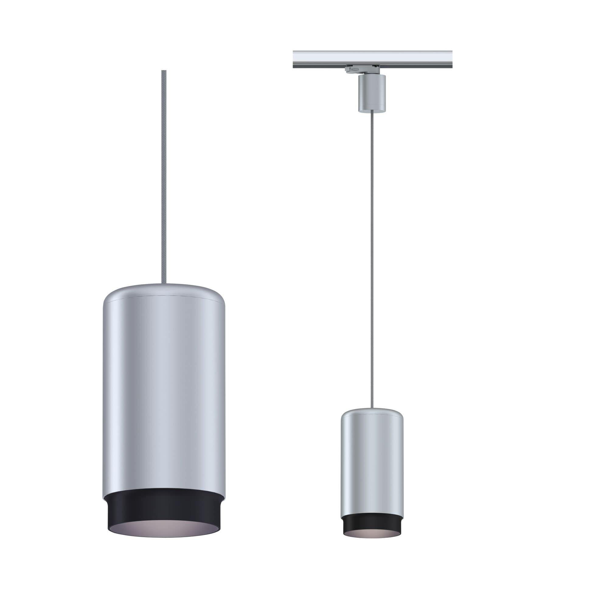 Paulmann 95403 Sistema a binario ProRail3 Lampada di sospensione Corus max. 50 W Argento Binario in Metallo, Materiale plastico Sistema di illuminazione E27