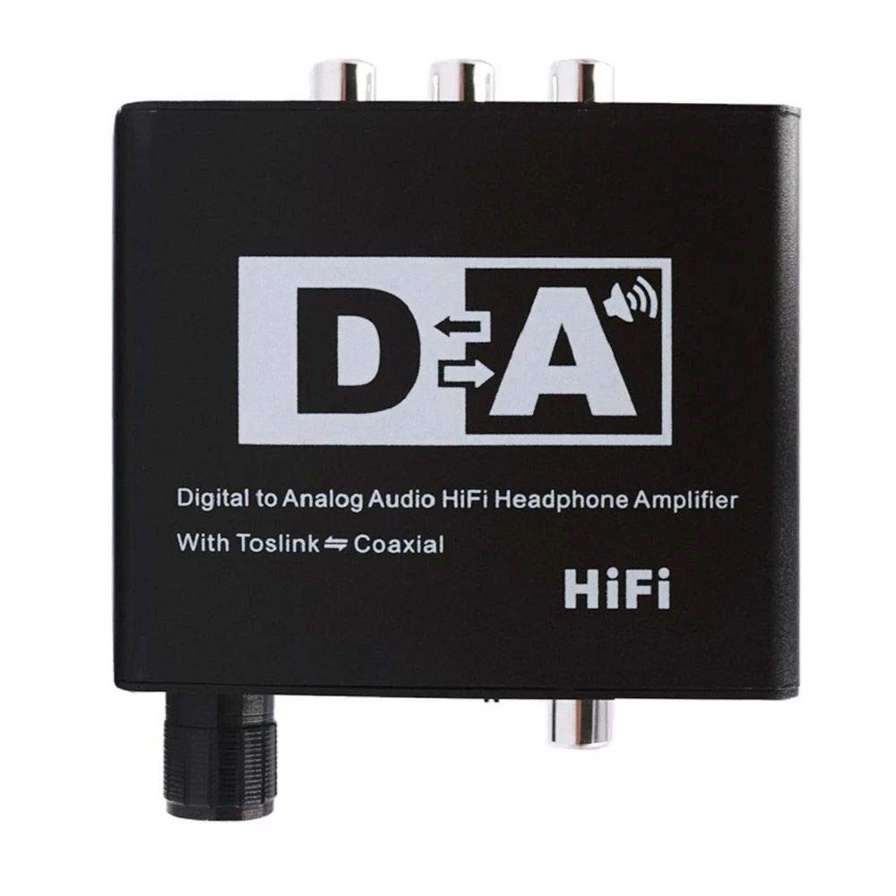 Convertisseur Audio analogique HiFi numérique Fibre coaxial vers RCA canaux Gauche et Droit coaxial commutateur bidirectionnel avec Sortie Jack RCA 3,5 mm pour écouteurs, Ordinateur, TV