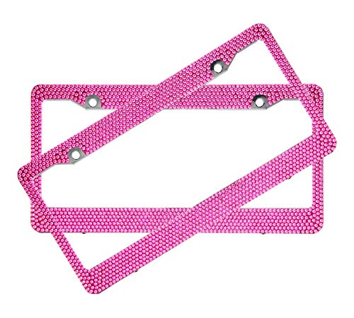 Blvd-Lpf Obey Your Luxury Hot Pink Crystal Rhinestone License Plate Frame - [Pack Of 2] Rust Free Abs Chrome, Number Plate Frame W/Crystal Screw Caps | Automotive Accessories #TOP1