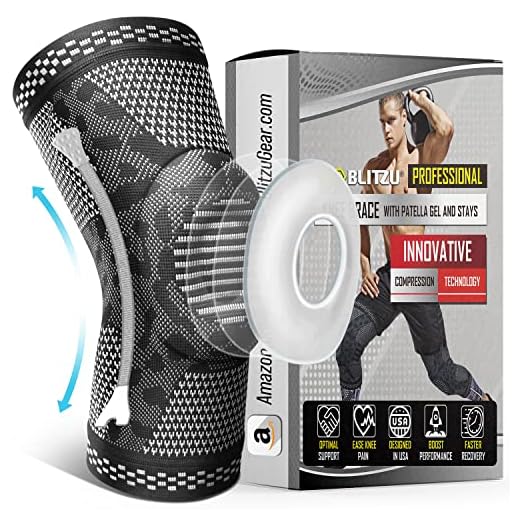 BLITZU Knee Brace, Knee Compression Sleeve Support with Patella Gel Pad & Stabilizers, Medical Grade Knee Protector for Running, Meniscus Tear, Arthritis, Joint Pain Relief, ACL, Injury Recovery L
