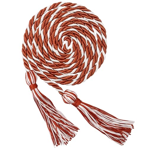 Image of GraduationMall Graduation Honor Cords 68 inch (Dark Orange White)