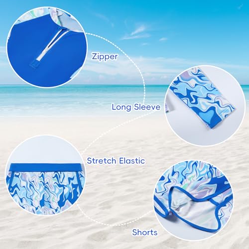 Image of Toddler Girls Long Sleeve Swimsuits Girl Swimwear Little Girls Swimsuits 2 Pieces Toddler Rash Guard Swimsuit Print