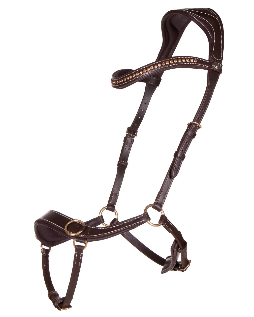 QHP Gebisslose Leder Trense Anatomical (Vollblut, braun)