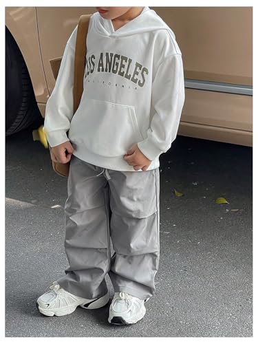 GORGLITTER Boy's Ruched Workout Pants Elastic Waist Parachute Pants Streetwear4