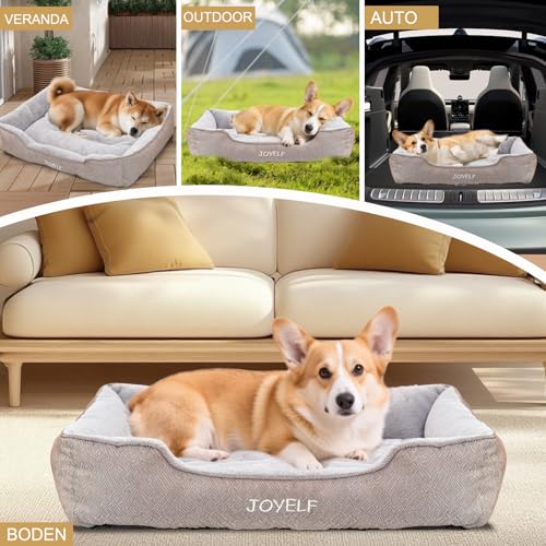 JOYELF Hundebett Waschbares beruhigendes Katzenbett, Anti-Angst-Hundebett & Sofa, süßes Flauschiges Haustier-Couchbett für Welpen, Kätzchen, kleine Hunde und Katzen - kleines Rechteck