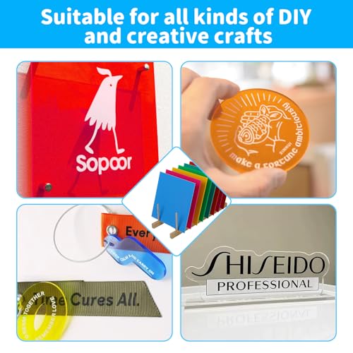 12Pack 1/8 Thick 8X8 Inch 3mmcolored Acrylic Sheets for Laser Cutting, Engraving, Badges, Uv Printed Signs, Home Decor, Crafts, and Creative DIY Projects with Acrylic Protective Paper - Image 7
