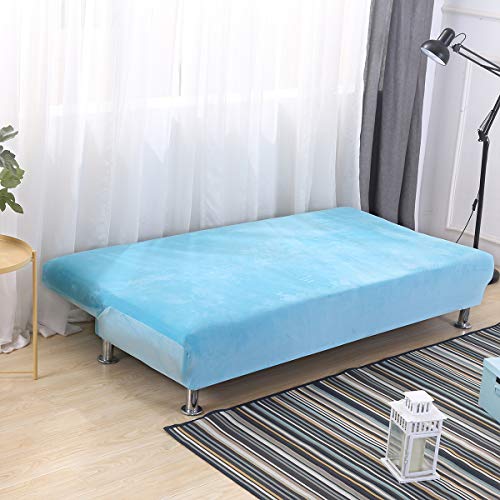 Housse de canapé velours extensible bleu ciel, protection chic 3 places