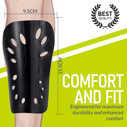 Image of GISCO Premium Soccer Shin Guards for Youth & Adults | Lightweight Football Shin Pads | Protective Soccer Gear for Training & Matches (Black, Medium)