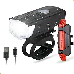 Kit Lanterna e Farol para Bicicleta Recarregável – LED Potente, Resistente à Água, Vários Modos de Luz, USB Incluso – Segurança e Visibilidade Noturna Premium
