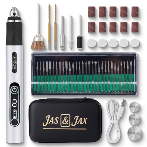 Image of Jas & Jax Engraving Pen - Portable Cordless Tool for DIY Projects & Creative Personalization - Beginner Friendly - USB Rechargeable - 54 Accesories