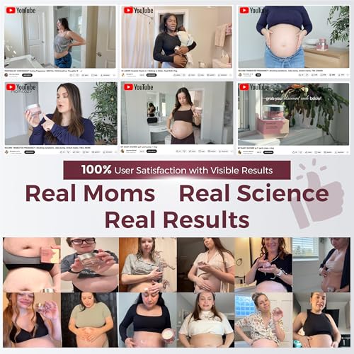 Image of Momcozy Stretch Mark Cream, EWG Verified & Dermatologist Tested, 4x Peptide & Centella Oil Capsule Belly Moisturizer for Pregnancy, Nourishes Dry Skin, 5.29 oz (150g)