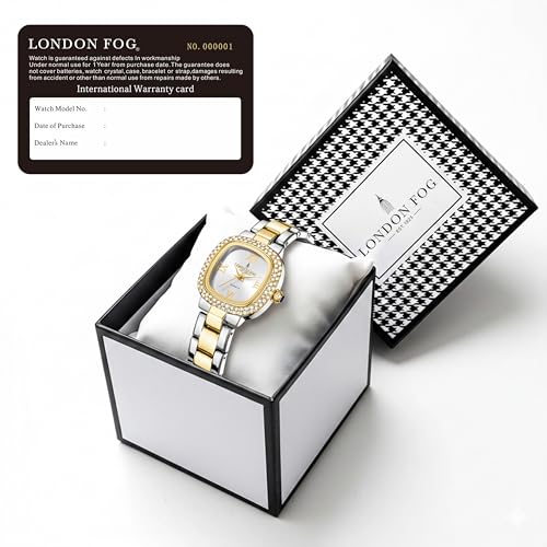Image of London Fog Ave Maria Collection Analog Watch for Women with Square Dial, Crystal Studded Bezel Roman Numeral Markers and Stainless Steel Strap - LFW20004