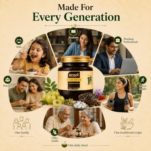 Image of Anadi Sutra Chyawanprash 300g | 42 Whole Botanicals with A2 Bilona Ghee, Amla, Kashmiri Saffron & Silver Leaves | Refined Sugar Free | Traditional Daily Superfood Spread | Daily Immunity, Digestion & Wellness Support