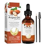 Aktives Arganöl aus Marokko für Haar, Gesicht & Körper, 100% Rein & Natürlich, Kaltgepresst, Vegan, 60ml