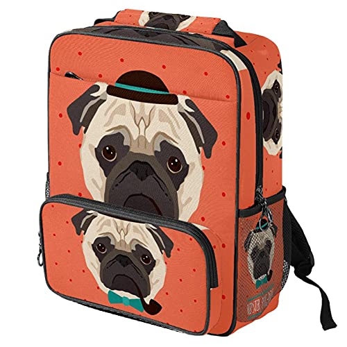 Sac à dos ordinateur carlin rouge stylé pour le travail et les cours