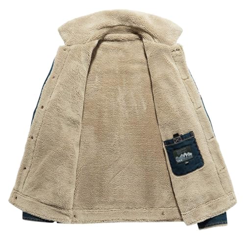 Men's Fleece Lined Denim Jacket Winter Jean Jacket Cowboy Coat Trucker Jacket3