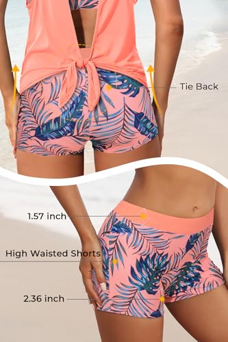 Image of Aqua Eve 3 Piece Tankini Swimsuit for Women Tank Bathing Suit with Shorts Open Back Athletic Swimwear