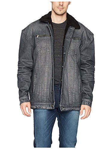 True Religion Men's Turner Sherpa Denim Jacket, Gravel, XL