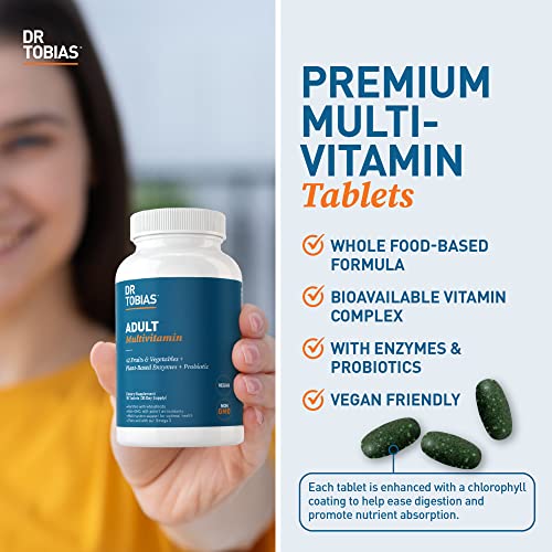 Dr. Tobias Adult Multivitamin for Women & Men, Immune Supporting Vitamins from 42 Fruits, Vegetables, Plus Probiotics, Vegan Multivitamins for Men & Women, Non-GMO, 90 Tablets, 30 Servings - Image 5
