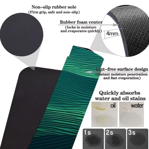 Tapis cuisine devant evier absorbe l'eau huile séchage rapide lot 2 lavable vert - 4