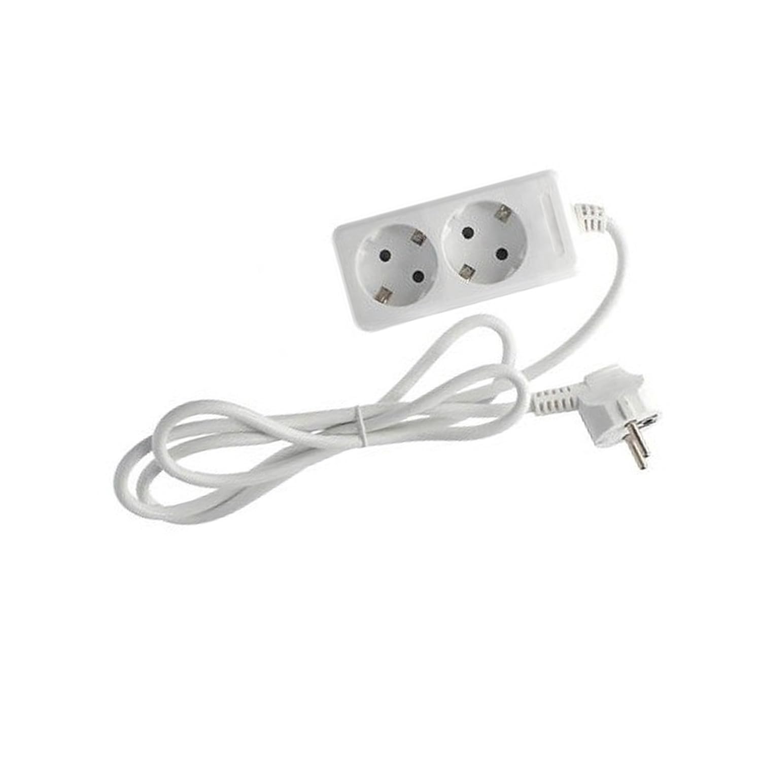 Multiprise standard 2T câble 3m blanc bloc 2 prises terre 3x1.5mm