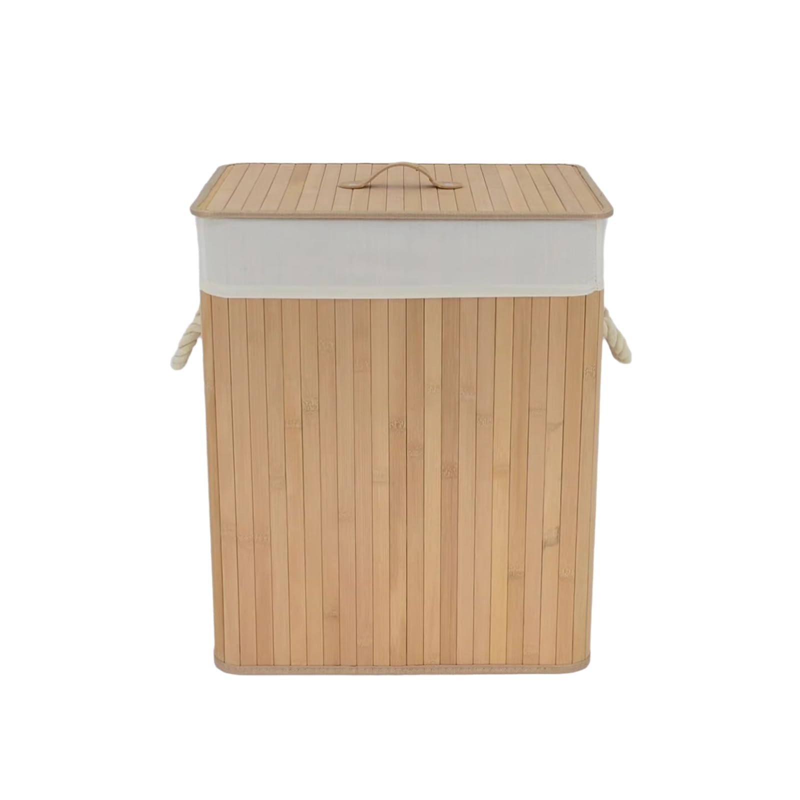 Cesto Portabiancheria con Coperchio, Cesto Biancheria Sporca Portabiancheria di Bambù e Tessuto, per Camera, Bagno, Lavanderia, Facile da Pulire(Natural Wood,Square)