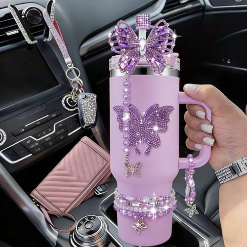 Hpebl 10PCS Flower Accessories for Stanley Cup 30 40oz Tumbler,Purple - image 4